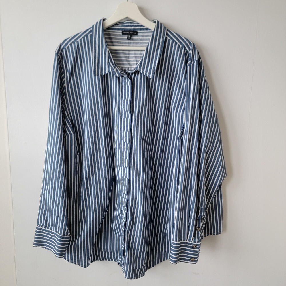 Universal Standard women's Stretch Poplin striped Shirt size xl (4x) Classic Fit